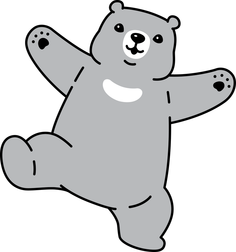 happy grey bear dance doodle