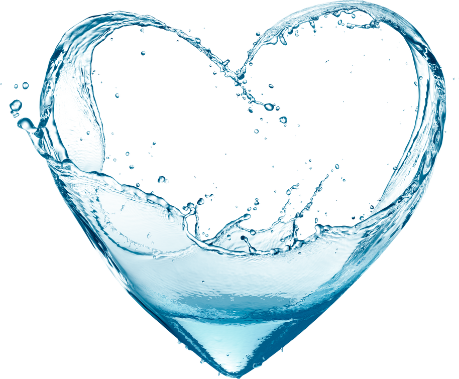 Water splash forming a heart shape